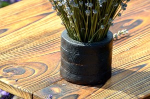 BLACK FLOWERPOT + LAVENDER BOUQUET